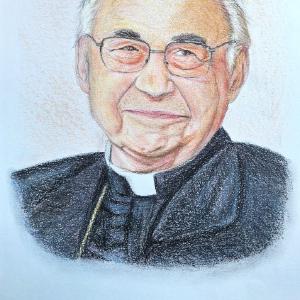 Portrét kardinála Miloslava Vlka (tvrdý pastel, velikost A3)